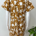 Mustard Floral Printed 100% Cotton Nightgown