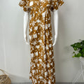 Mustard Floral Printed 100% Cotton Nightgown