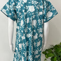 Teal Blue Pleated 100% Cotton Nighty