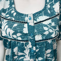 Teal Blue Pleated 100% Cotton Nighty