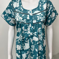 Teal Blue Pleated 100% Cotton Nighty