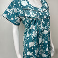 Teal Blue Pleated 100% Cotton Nighty