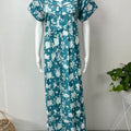 Teal Blue Pleated 100% Cotton Nighty
