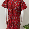 Red Floral Printed Pure Cotton Nighty for Women