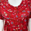 Red Floral Printed Pure Cotton Nighty for Women