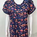 Royal Blue 100% Cotton Nightgown with Contrast Print