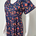 Royal Blue 100% Cotton Nightgown with Contrast Print