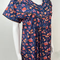 Royal Blue 100% Cotton Nightgown with Contrast Print