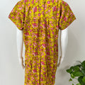 Yellow Floral 100% Cotton Pleated Nightgown
