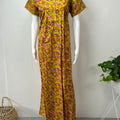 Yellow Floral 100% Cotton Pleated Nightgown