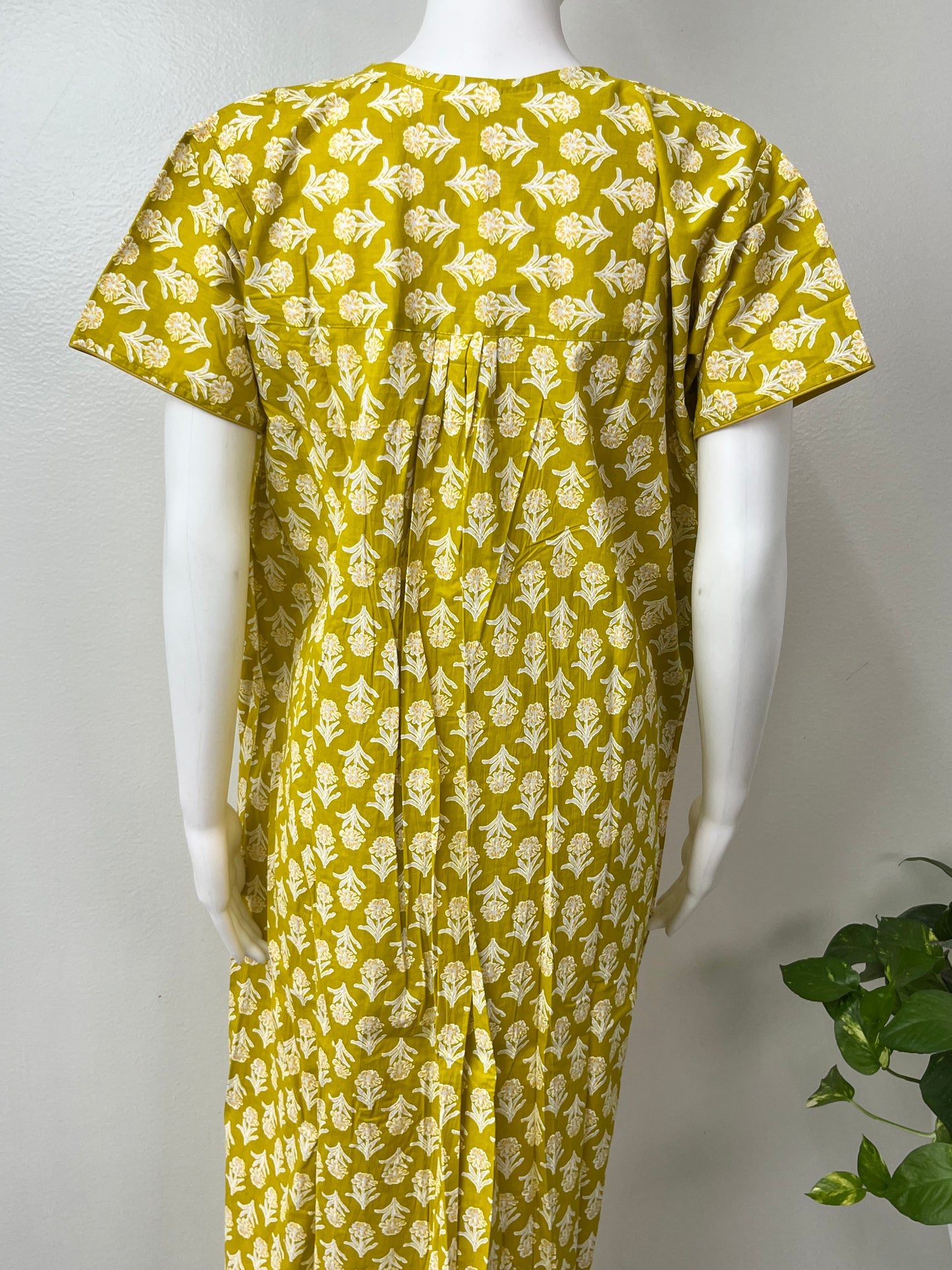 Yellow Pure Cotton Nightgown Elegant & Comfortable