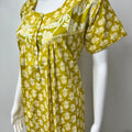 Yellow Pure Cotton Nightgown Elegant & Comfortable