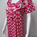 Red Floral Printed Pure Cotton Nightgown