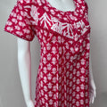 Red Floral Printed Pure Cotton Nightgown