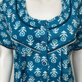 Blue Pleated Cotton Nightgown Soft & Comfortable.