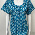 Blue Pleated Cotton Nightgown Soft & Comfortable.