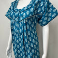 Blue Pleated Cotton Nightgown Soft & Comfortable.