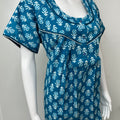 Blue Pleated Cotton Nightgown Soft & Comfortable.