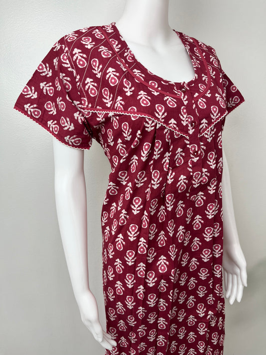 Hot Pink 100% Cotton Women's Nighty