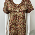 Brown Pure Cotton Nightgown with Lace Details