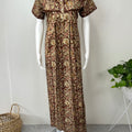 Brown Pure Cotton Nightgown with Lace Details
