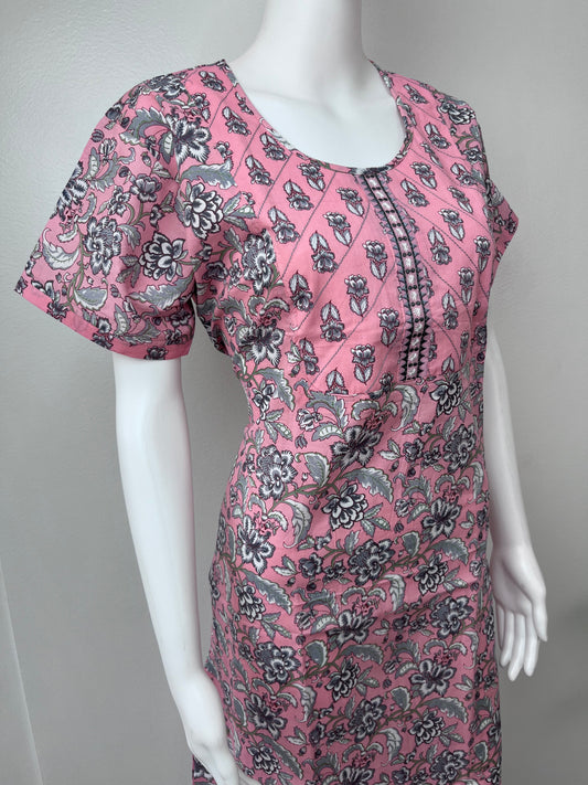 Baby Pink Pure Cotton A-Line Nighty