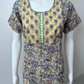 Yellow 100% Cotton Nightgown With Classic Embroidery