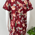 Red Flora Pleated 100% Cotton Nighty for Women