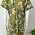 Olive Green Floral Printed 100% Cotton Nighty
