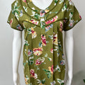 Olive Green Floral Printed 100% Cotton Nighty