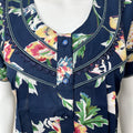 Navy Blue Printed 100% Cotton Nightgown for Women