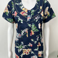 Navy Blue Printed 100% Cotton Nightgown for Women