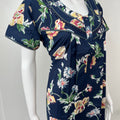 Navy Blue Printed 100% Cotton Nightgown for Women