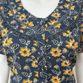 Navy Blue Pure Cotton Nighty with Floral Print