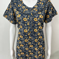 Navy Blue Pure Cotton Nighty with Floral Print