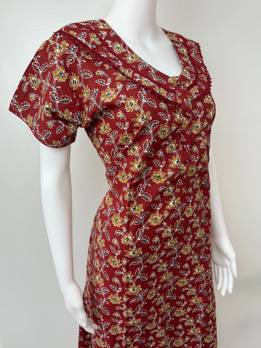 Maroon Printed 100% Cotton Nighty Soft & Comfortable