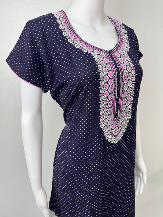 Purple Premium Alpine Embroidered Nightgown
