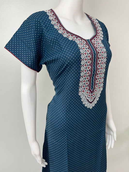 Turquoise Soft & Stylish Alpine Fabric Nighty