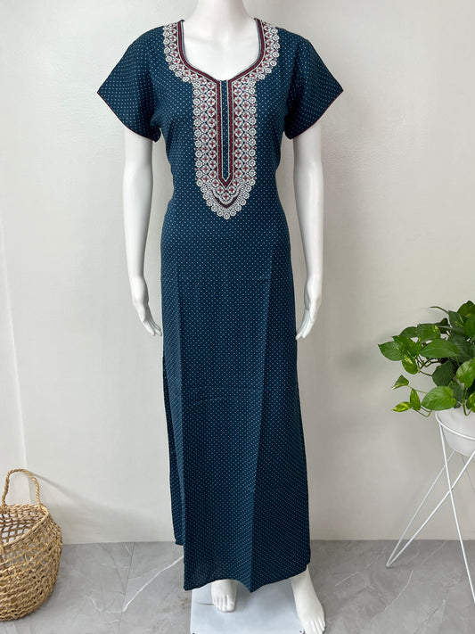 Turquoise Soft & Stylish Alpine Fabric Nighty