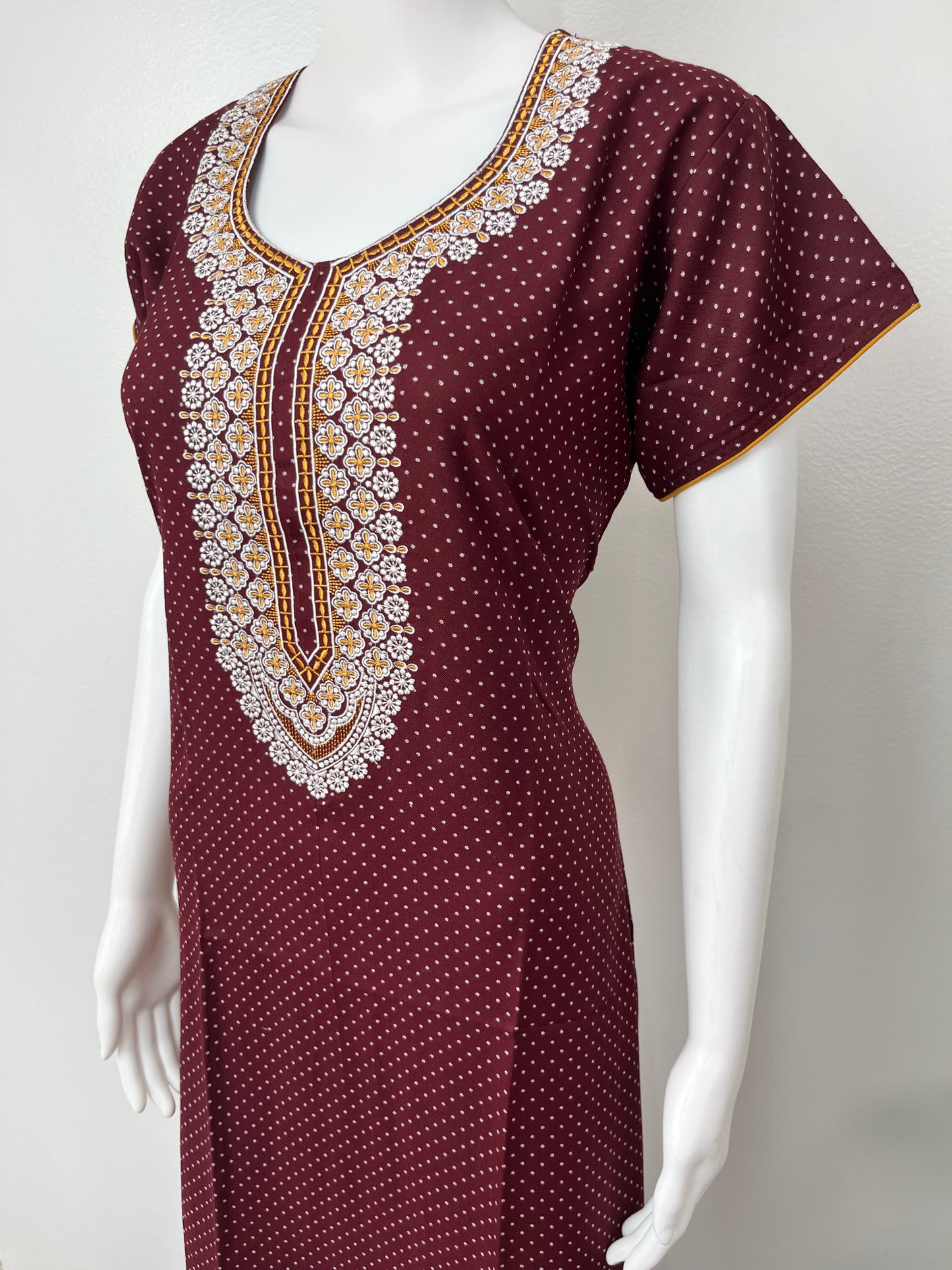 Maroon Elegant Comfort Alpine Fabric Nighty