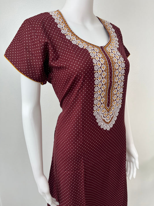 Maroon Elegant Comfort Alpine Fabric Nighty