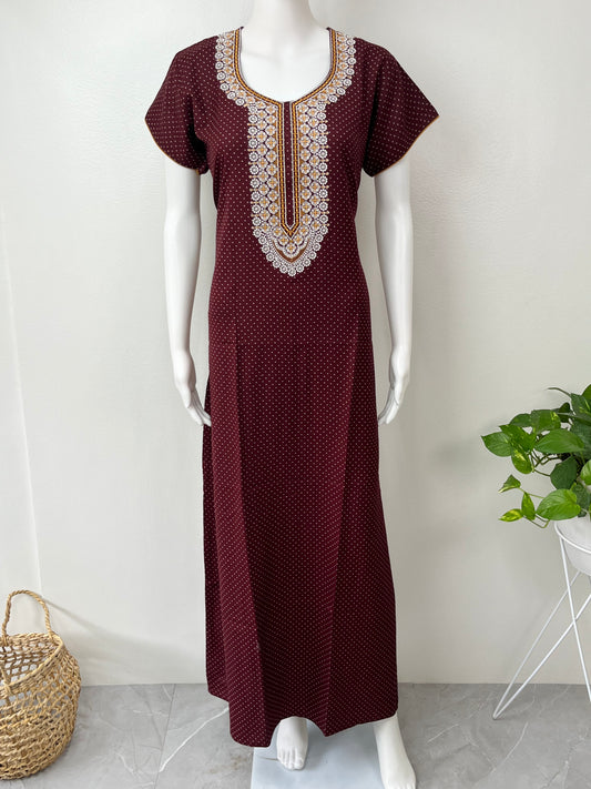 Maroon Elegant Comfort Alpine Fabric Nighty