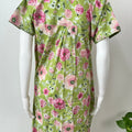 Lime Green Pleated Pure Cotton Nightgown for Women