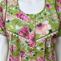 Lime Green Pleated Pure Cotton Nightgown for Women