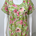 Lime Green Pleated Pure Cotton Nightgown for Women