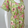 Lime Green Pleated Pure Cotton Nightgown for Women