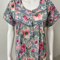 Grey 100% Cotton Nighty with Contrast Print