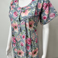 Grey 100% Cotton Nighty with Contrast Print