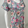 Grey 100% Cotton Nighty with Contrast Print