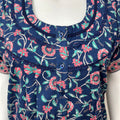 Royal Blue Pure Cotton Nightgown with Contrast Print